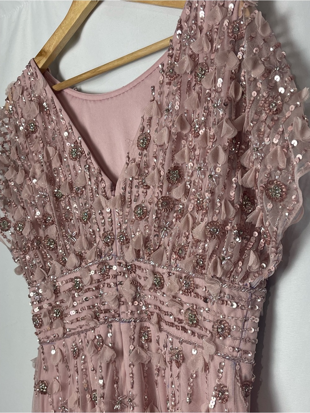 MAC DUGGAL Dress Size 8 NEW Pink Sheath Midi Dress Floral Beading - Picture 8 of 12